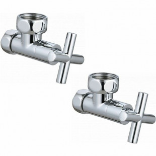 Краны для полотенцесушителя угл. для п/с (КРЕСТ) 3/4"г-1/2"г хром. (пара) G471.0405