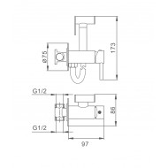 F7505-9 Гигиенический душ со смесителем (Оружейная сталь) FRAP 7505-9