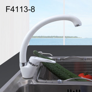F4113-8 Смеситель для кухни высокий поворотный излив, картридж Ф35 с гайкой 4113-8 Белый