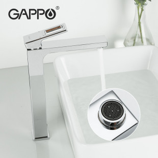 G1018-2 Смеситель для умывальника высокий корпус с гайкой GAPPO 1018-2 цвет-хром из латуни