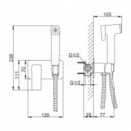 F2084-6 Встраиваемый гигиенический душ Черный FRAP F2084-6