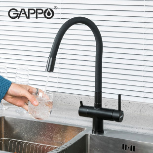 G4398-36 Смеситель для кухни с подкл. фильтра питьевой воды из латуни Gappo ЧЕРНЫЙ 4398-36