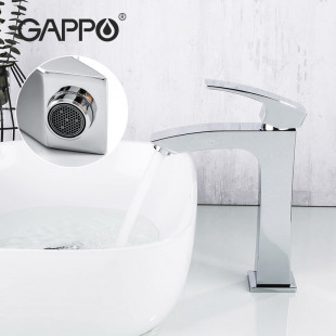 G1007-72 Смеситель для умывальника литой корпус с гайкой GAPPO 1007-72 хром из латуни