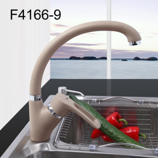 F4166-9 Смеситель для кухни высокий поворотный гусак, картридж Ф40 с гайкой FRAP 4166-9 Бежевый