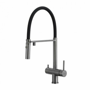 G4397-89 Смеситель Оруж.Сталь для кухни с подключением фильтра д/воды