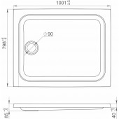 Поддон душевой 100x80 низкий прямоугольный (ПД 25)