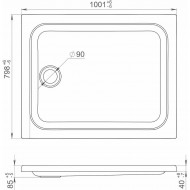 Поддон душевой 100x80 низкий прямоугольный (ПД 25)