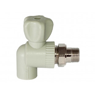 Кран шаровый 25x3/4" угловой для радиатора (PPRC) (латунный шар)