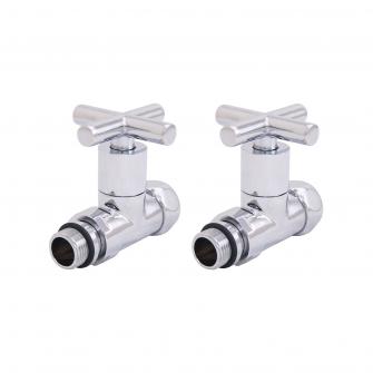 Краны для полотенцесушителя прямой для п/с (КРЕСТ) 1/2"ш-3/4"г хром. (пара) G472.0405