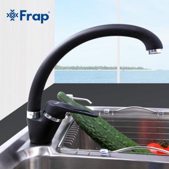 F4113-7 Смеситель для кухни высокий поворотный излив, картридж Ф35 с гайкой 4113-7 Черный
