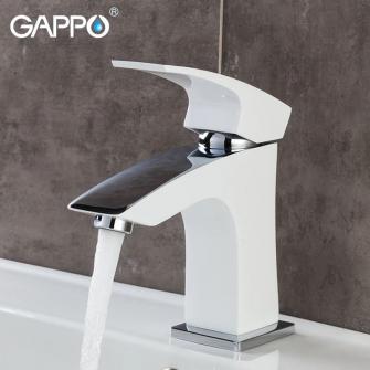 G1007-7 Смеситель для умывальника литой корпус с гайкой GAPPO 1007-7 белый-хром из латуни